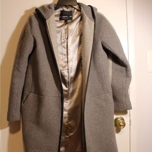 J. Crew Gray Hooded Trench Coat